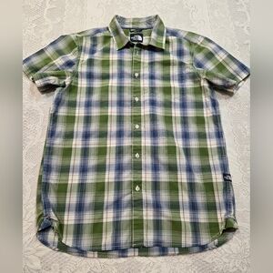 The North Face Mens Green and Blue Checkered Shirt Sz Medium